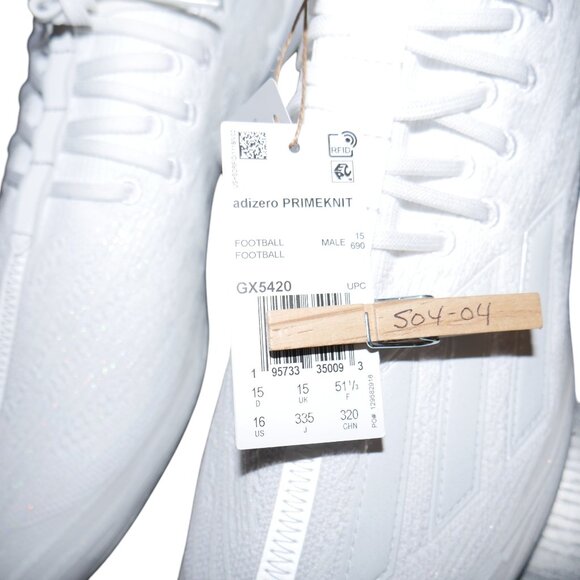 Adidas Adizero Primeknit Football Cleats White Metallic Silver Mens Size 16 - Picture 10 of 11